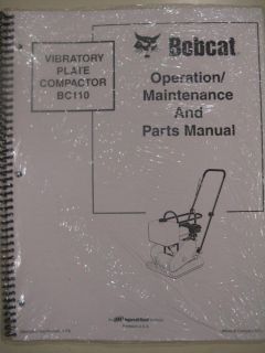 Bobcat BC110 Vibratory Compactor Operation Maintenance Parts Manual
