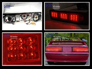 1987 1993 Ford Mustang GT Red Lens LED Tail Lights Pair