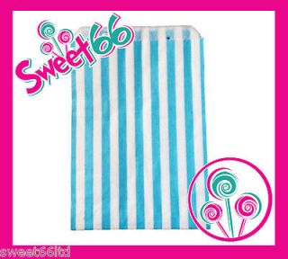 Light Blue Stripe Retro Sweet Candy Paper Bags for Weddings Parties X50