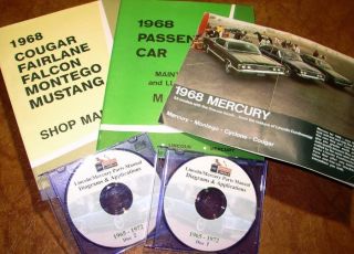 1968 68 Mercury Cougar Montego Cyclone MX Shop Manuals Brochure Parts CD