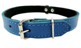 Blue 10" 13" Padded Soft Leather Dog Collar Small