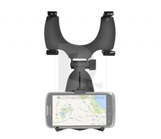 Black Car Rearview Mirror Mount Holder Cradle Clip Kit Bracket for Mobile Phone