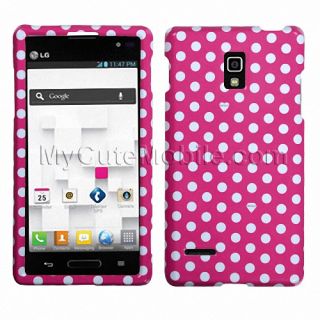 LG Optimus L9 P769 Case Pink Polka Dots Hard Snap on Faceplate Cover T Mobile