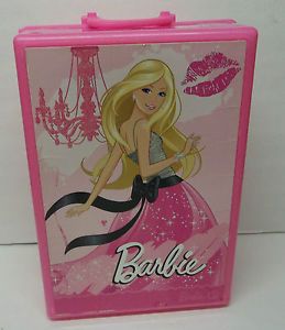 Barbie Mattel Pink Glittery Carrying Case Holds 8 Dolls and Accessories