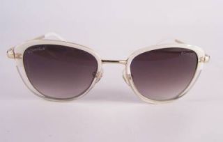 New Genuine Chanel Sunglasses Model 4183 Cat Eye Sunglass White Gold