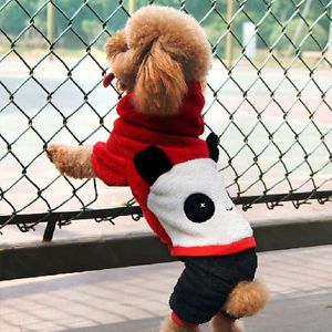 Fashion Thick Warm Cute Panda Face Dog Clothes Jumpsuit Costume Coat Pet XS