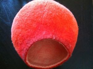 Cat Bed Cave House Felted Wool for Cats and Small Dogs Red Tones