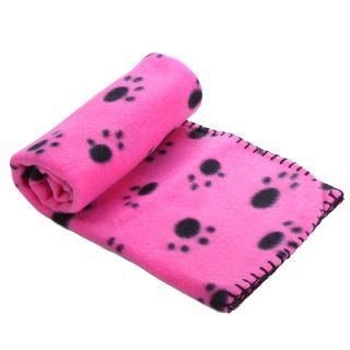 Cute Pet Dog Cat Blanket Paw Prints Soft Fleece Mat Pad Bed Cover 3 Colors