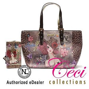New Nicole Lee Muneca Sunny Leopard Print Shoulder Bag Matching Wallet Ceci