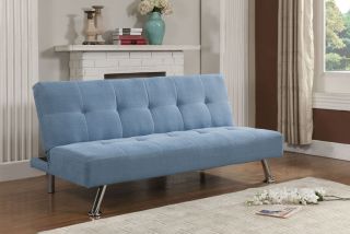 Kings Brand Blue Jean Fabric Adjustable Back Klik Klak Sofa Futon Bed Sleeper