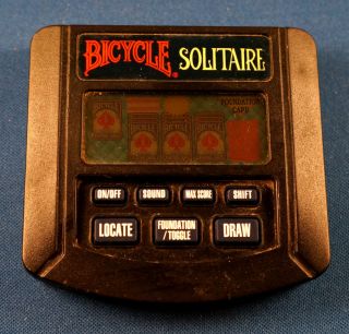 Bicycle Solitaire Electronic Handheld LCD Game Casino Las Vegas Tiger Vintage