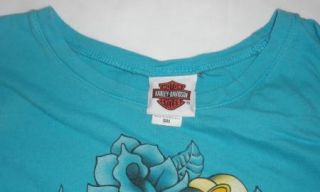 Rawhide Harley Davidson Womans SM Turquoise Olathe KS T Shirt
