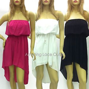 High Low Hem Dress Short Long Casual Trendy Sleeveless Mini Maxi Tube Dress