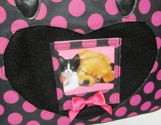 Pet Carrier Small Animal Tote Bag Cat Dog Travel Case New Large Pink Dots