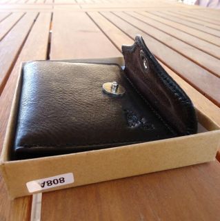 Men Money Clip Black Genuine Real Leather Check Wallet Bag Slim Trifold Clutch