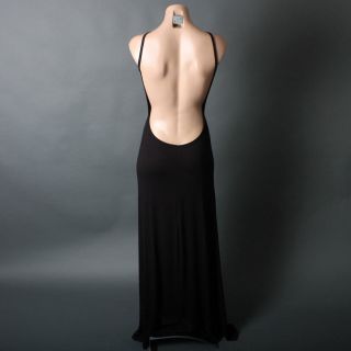 Minimalist Backless Open Back Casual Lounge Jersey Slip Long Maxi Dress Sz s M L