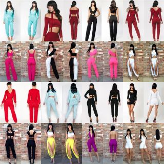 Womens Ladies Bodycon Stretch Jumpsuit Rompers Clubwear Trousers Casual Clothes