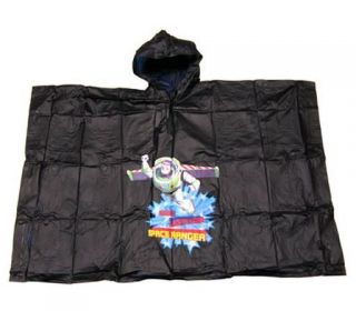 Disney Toy Story Buzz Lightyear Kids Boys Rain Coat Poncho One Size New Black