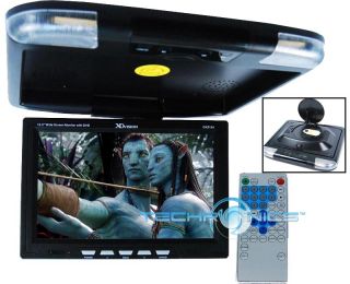 Black 12 2" Flip Down Display Screen Overhead Car Monitor w DVD Player USB