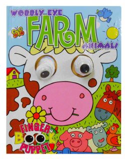 Wobbly Eye Farm Animals Finger Puppet Board Book Child Activity Early Learning