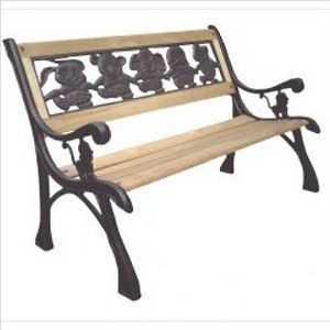 Yard Patio Outdoor Childrens Childs Kids Park Bench Wooden Seat Cast Iron Frame