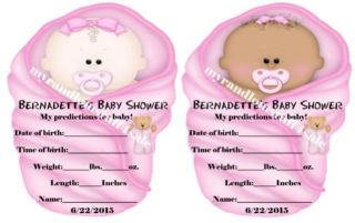 Unique Baby Shower Party Favor Baby Prediction Card Game Shaped Like Baby "Cute"