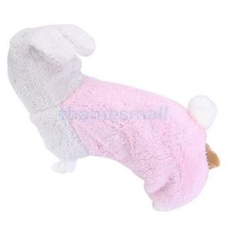 Pet Dog Coat Jumpsuit Velveteen Rabbit Hoodie Hooded Costume Outfit Size XS