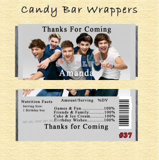 One Direction Justin Bieber Birthday Sticker Candy Wrapper Personalized Custom