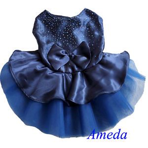 Blue Tutu Bling Bling Crystal Party Dress Small Pet Dog Cat Clothes XS s M L