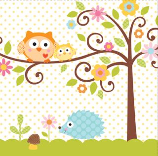 Happi Tree Owl Baby Shower Boy or Girl Lunch Napkin 16 Birthday