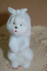 Avon Sweet Tooth Terrier Dog Decanter Small White Glass Bottle Vintage Empty