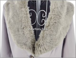 Fashion New Women's Slim Trendy Fur Collar Warm Wool Coat Jacket Two Color