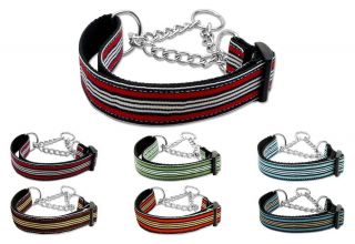 Dog Pet Puppy Preppy Stripes Martingale Nylon Collar Limited Slip Safety Leash