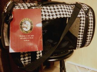 Sherpa Black White Houndstooth Dog Cat Small Animal Pet Carrier