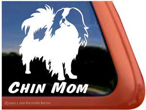 Chin Mom High Quality Japanese Chin Vinyl Dog Window Decal Sticker