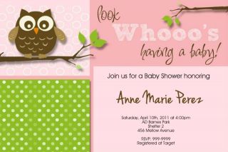 Sweet Owl Baby Shower Birthday Invitations U Print Boy or Girl