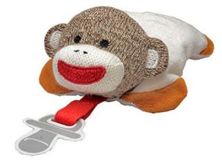 New Baby Boy Girl Pacifier Holder Sock Monkey Infant Plush Toy Dummy Clip