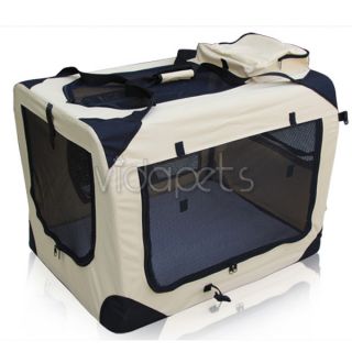 36" Beige Heavy Duty Travel Soft Foldable Dog Cage Crate Kennel Carrier House