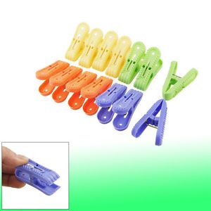 Home Plastic Laundry Clothes Pin Clips Clamps Orange Green 6 Pairs