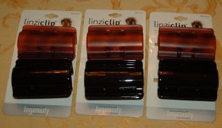 Lot of 6 Linziclip Hair Claw Clips Clamps Black Striped Tortoise Shell 3 1 8"