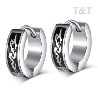 T T Stainless Steel Dragon Hoop Earrings EK77