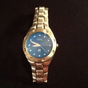 Great Looking Fossil Blue Men's Watch All Stainless Steel Water Resistant