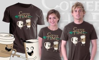 Adventure Coffee Time Satire PARODY Teefury Men Shirt RARE New