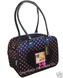 Polka Dot Small Dog Cat Soft Sided Pet Carrier Black Pink