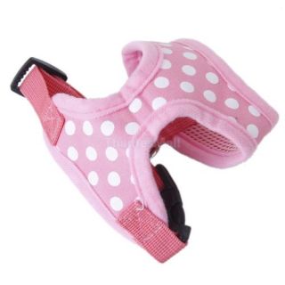 Pet Dog Puppy Polka Dots Pattern Pink Soft Mesh Harness Clothes Apparel Size XS