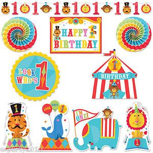 10pc Fisher Price Circus 1st Birthday Room Decorating Kit Party Supplies