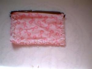 Rag Quilt Coin Change Purse Breast Cancer Awareness Ribbon