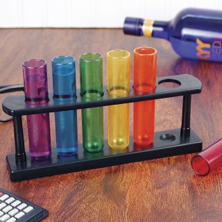 New Plastic Rainbow Colored Fun Test Tube Shooter Shot Glasses Set of 6
