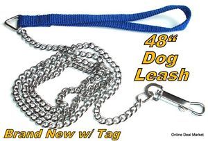 New Dog Pet Puppy Leash Training Lead Chain w Nylon Handle Swivel Hook 48" Blue