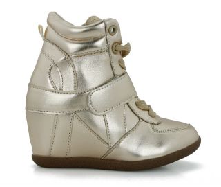New Kids Girls Fashion Wedge Sneaker High Top Youth Casual Hidden Wedge Shoes